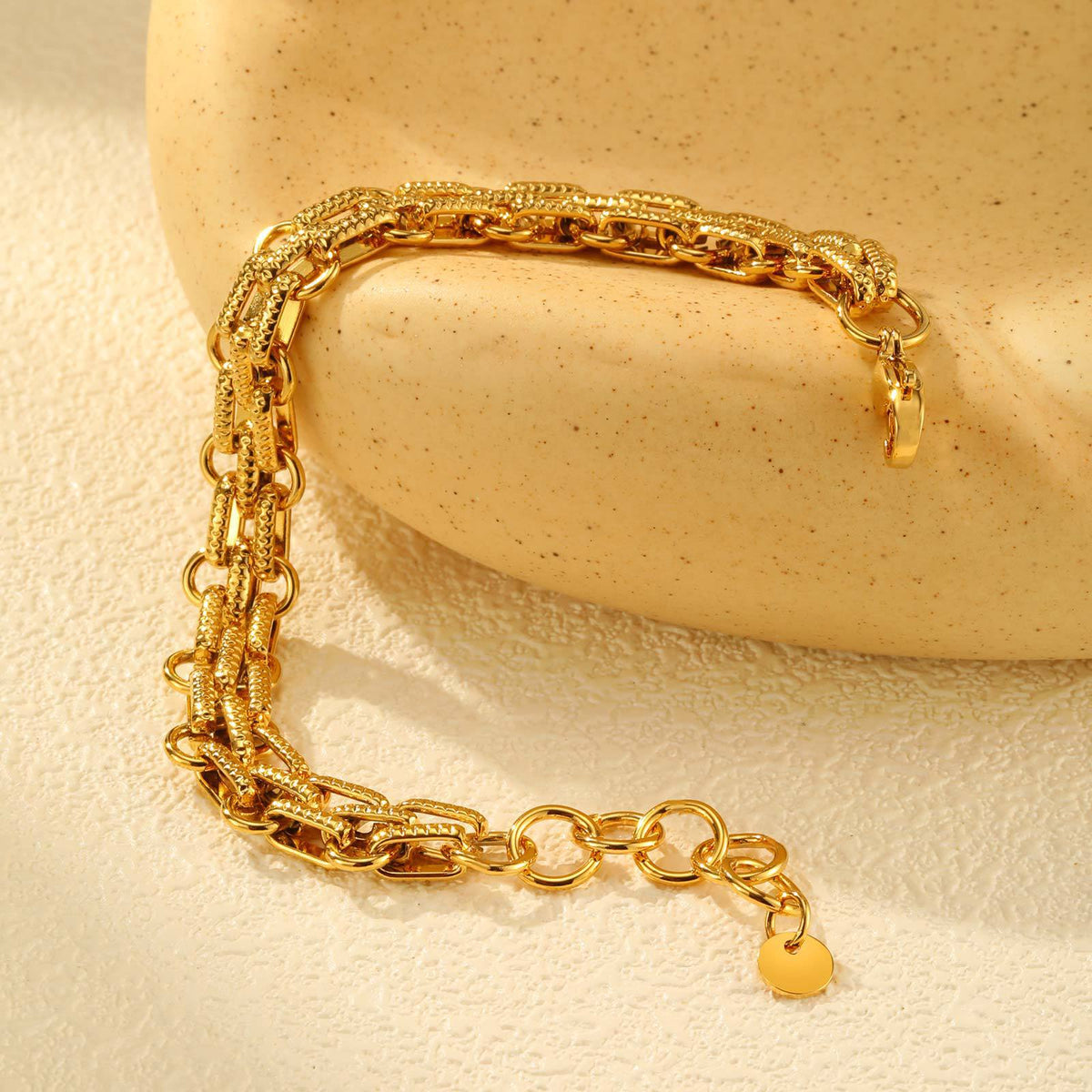 Unisex Design – Stainless Steel Embossed Strap Bracelet