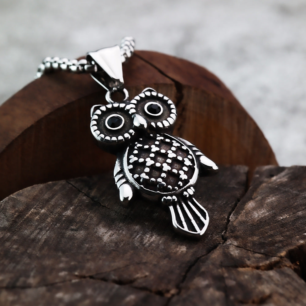 Punk Owl Stainless Steel Men's Pendant Necklace