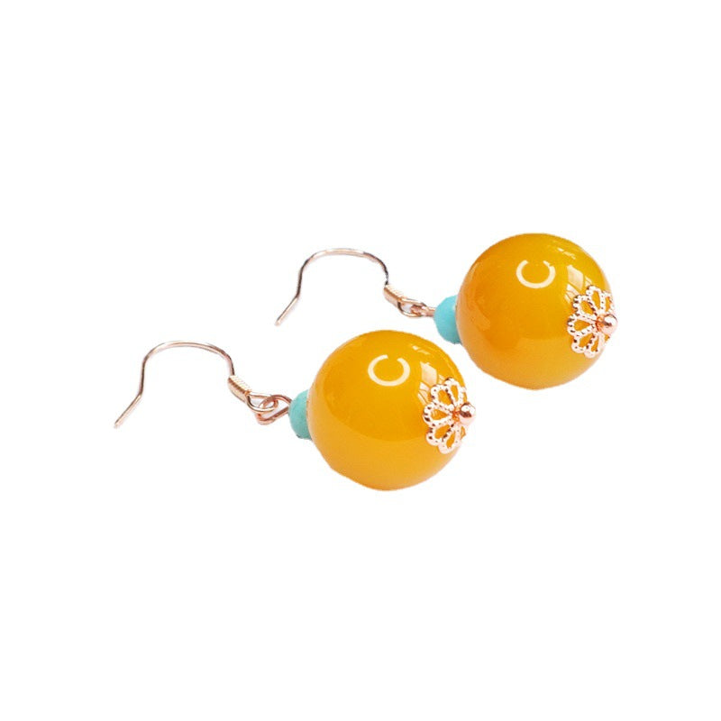 Yellow Chalcedony 925 Silver Hook Earrings