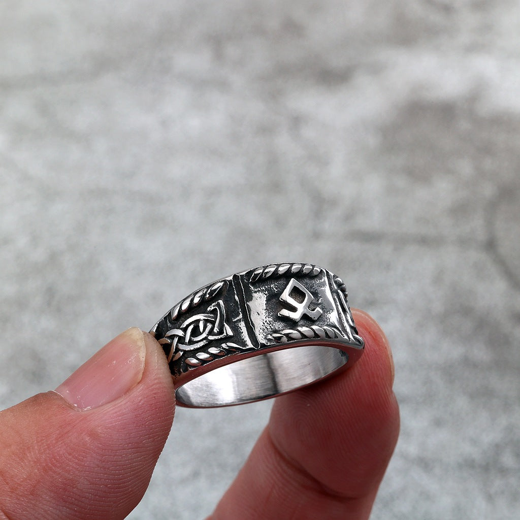 Vintage Viking Stainless Steel Men's Ring