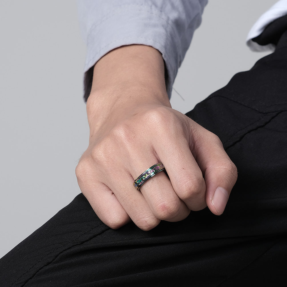 Titanium Steel Ring Unisex Retro Vine Design By Planderful Everyday Genie Gift For Him Or Her