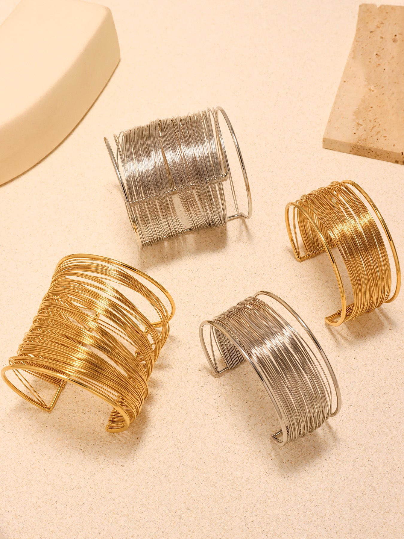 Planderful Stainless Steel Layered Arm Ring Bracelet Punk