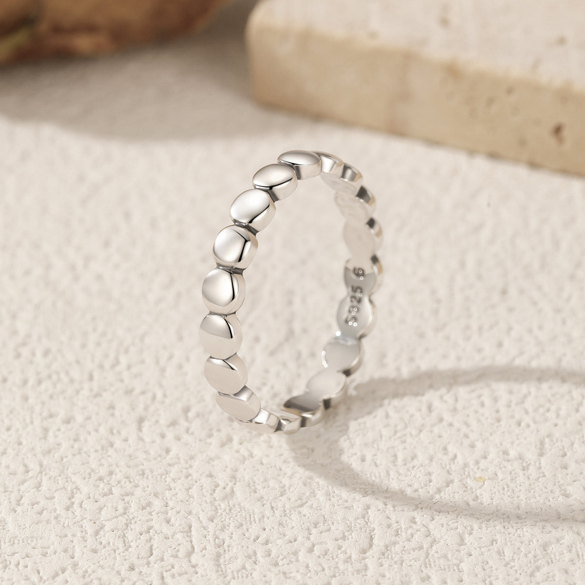 925 Sterling Silver Vintage Beaded Ring