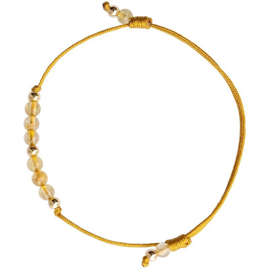 Lucky Gold Bead Natural Stone Bracelet with 14k Gold Plating