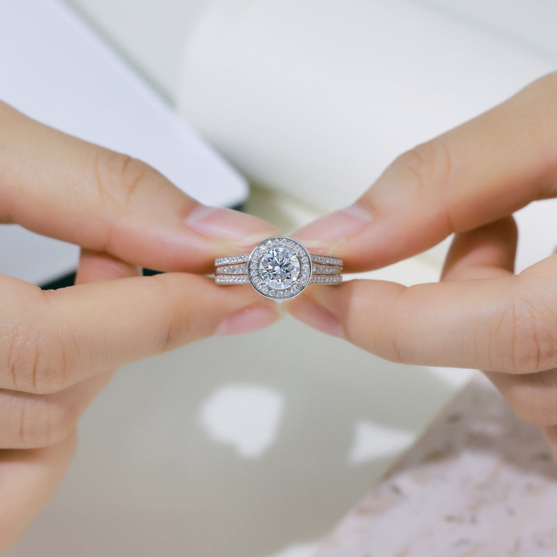 Planderful Four-Prong Moissanite Sterling Silver Ring