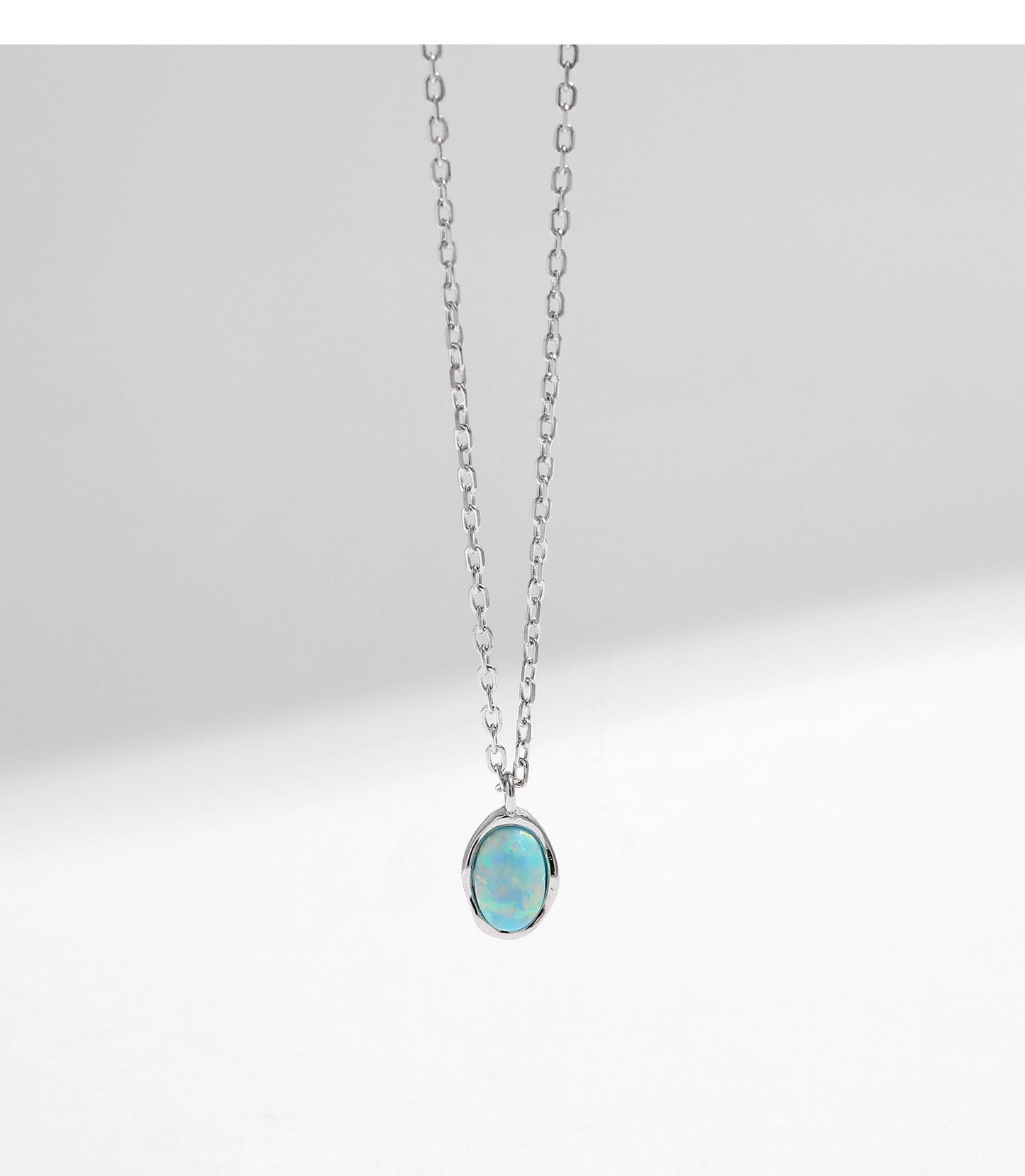 Planderful Everyday Genie S925 Silver Delicate Symphony Opal Necklace – Irregular Wave Design