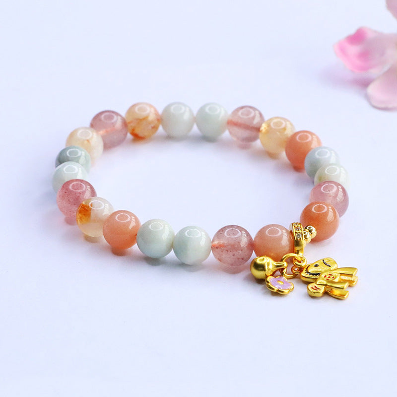 Jadeite Strawberry Quartz Beaded Bracelet