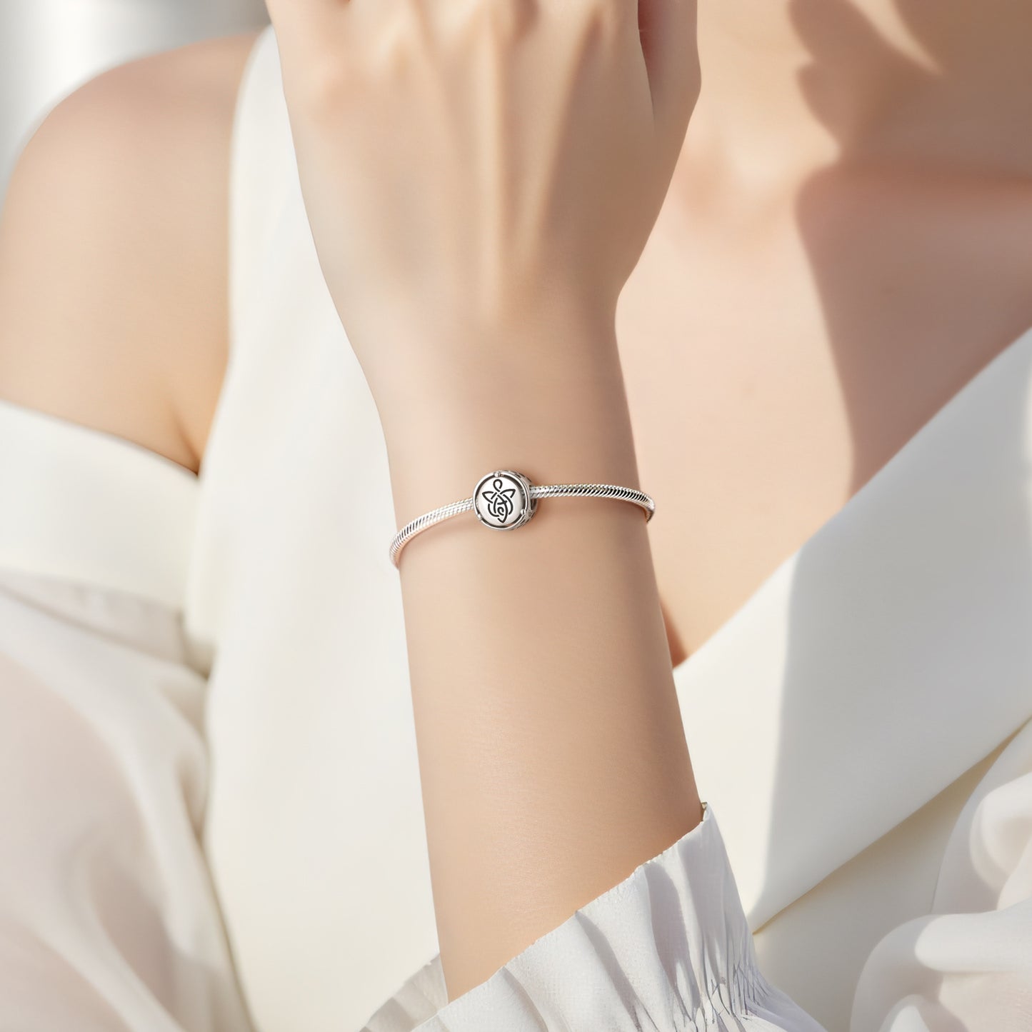 Planderful Jewelry Sterling Silver Beaded Pendant Bracelet Celtic Knot S925 Everyday Elegance