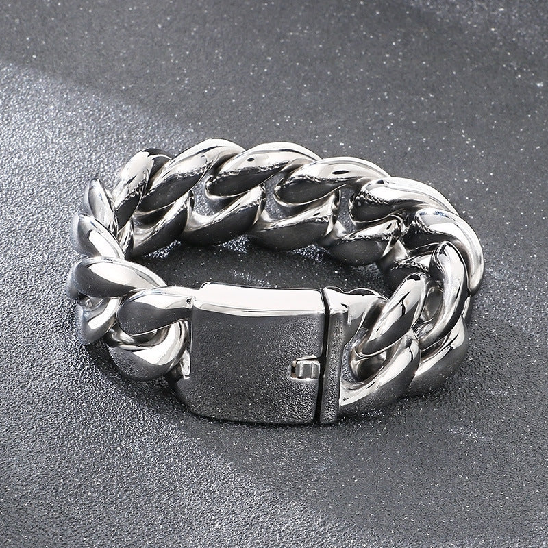 Rough – Trends 25mm Round Grinding Cuban Chain Glossy Men's Bracelet