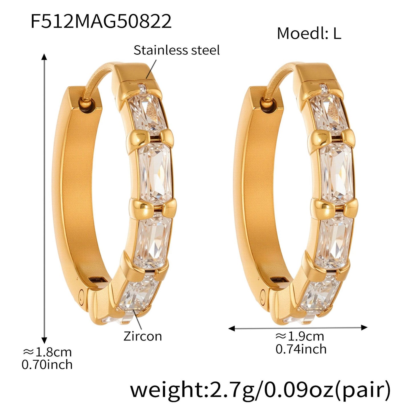 Planderful Exquisite Zircon Earrings Gold Plated Cross Women