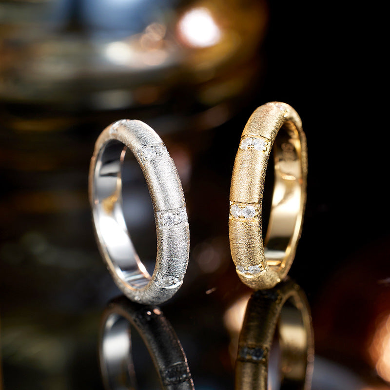 Planderful Sterling Silver Ring With Zircon Handmade Brushed Finish Elegant For Women