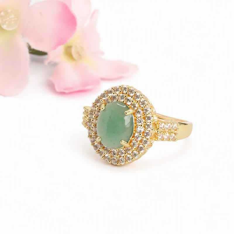 Blue-Water Jadeite Cabochon Ring
