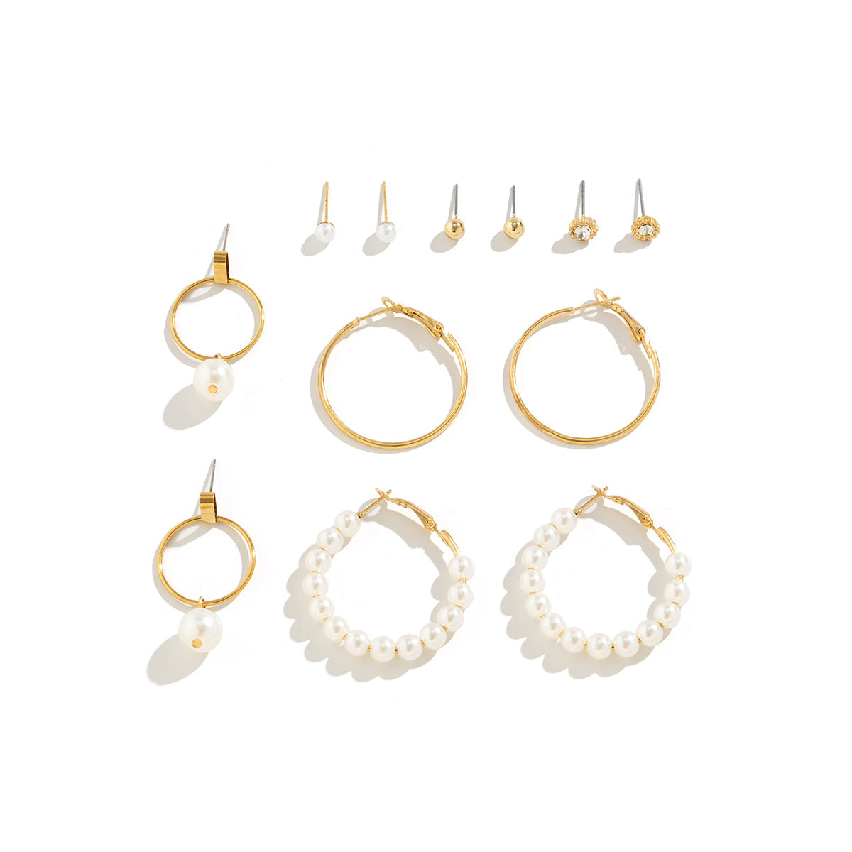 Elegant Circular Ring and Imitation Pearl Earrings Set for Women from Planderful Vienna Verve Collection