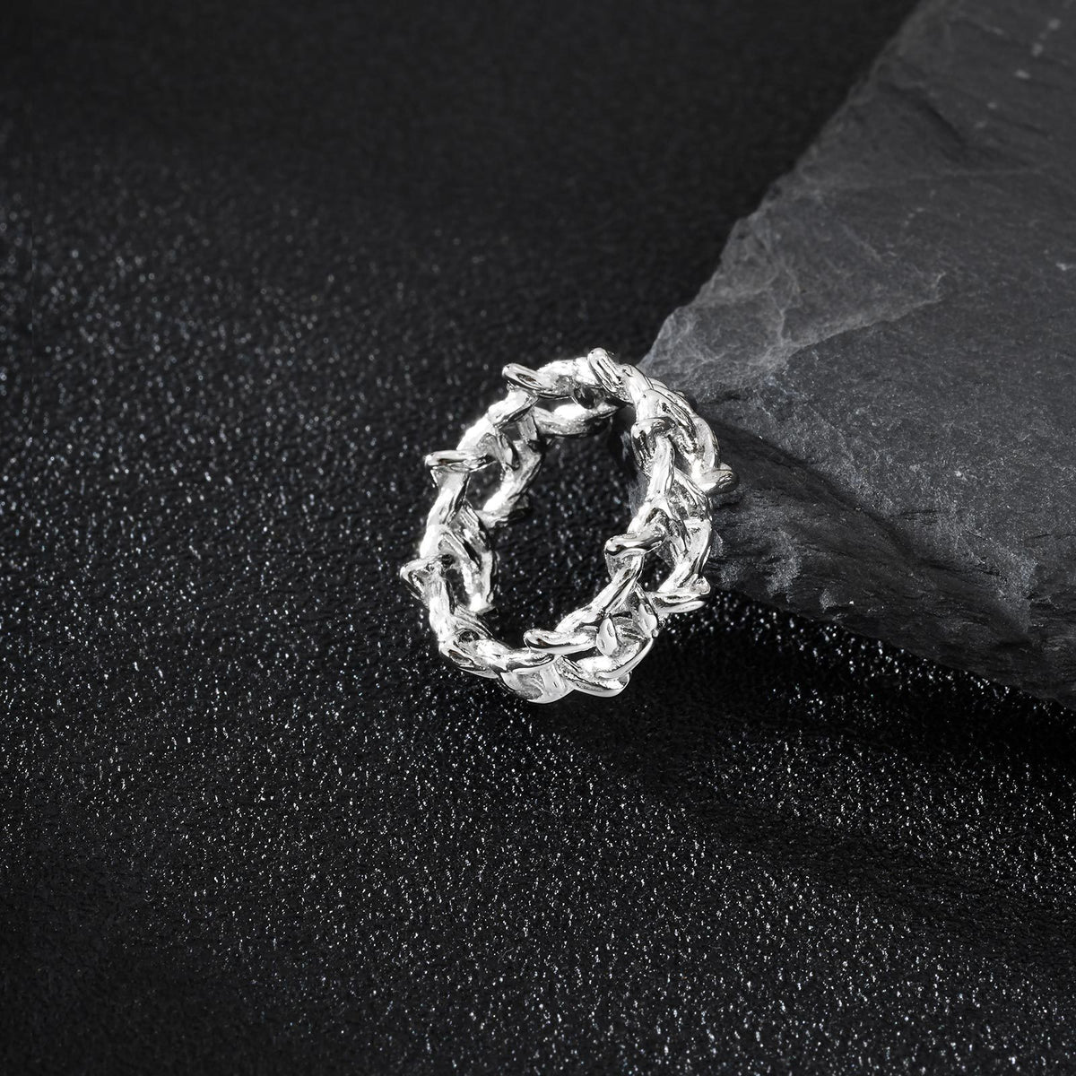 Titanium Steel – Men's Ring – Stainless Steel Woven Hexagram