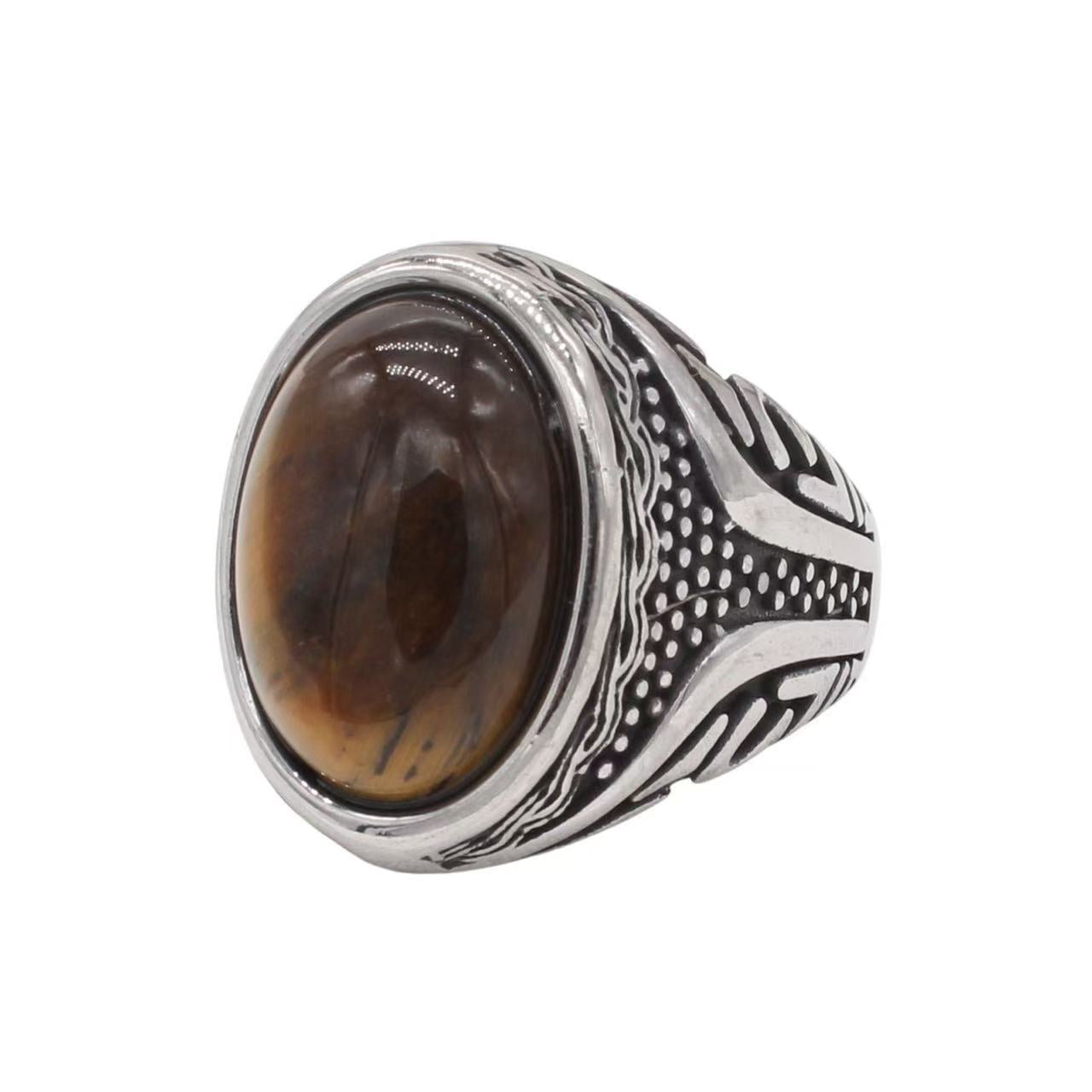 Planderful Jewelry Crystal Stone Ring Steel Ring In Retro European American Style For Everyday Wear