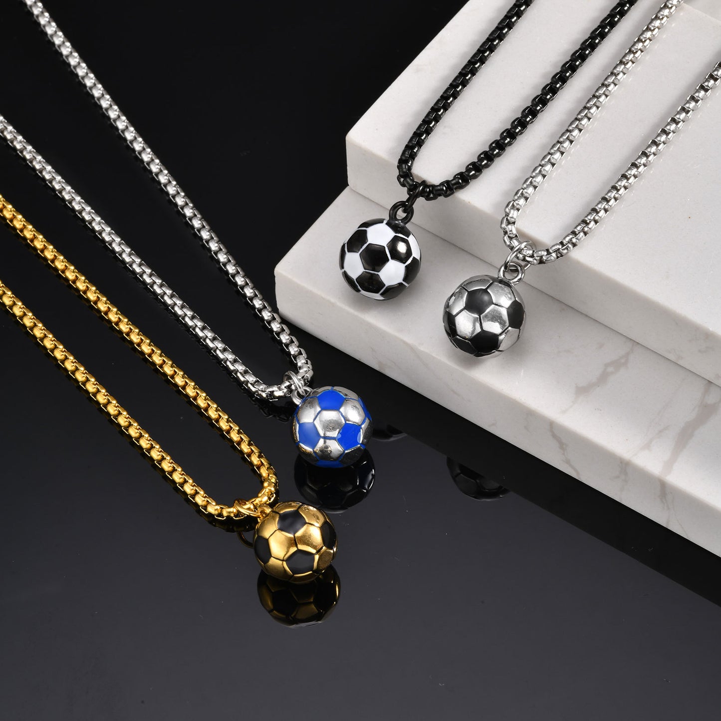 Planderful Stainless Steel Football Necklace for Men