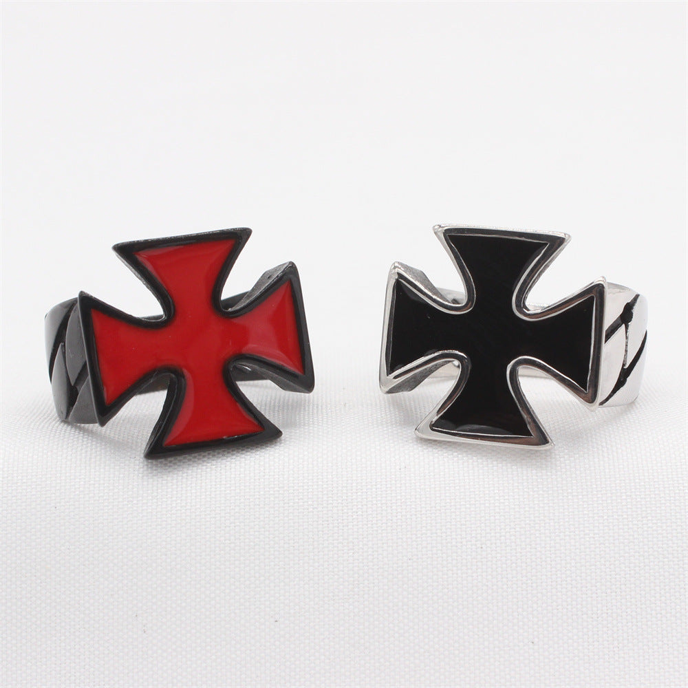 Planderful Everyday Genie – European and American Personalized Retro Cross Men's Titanium Steel Ring