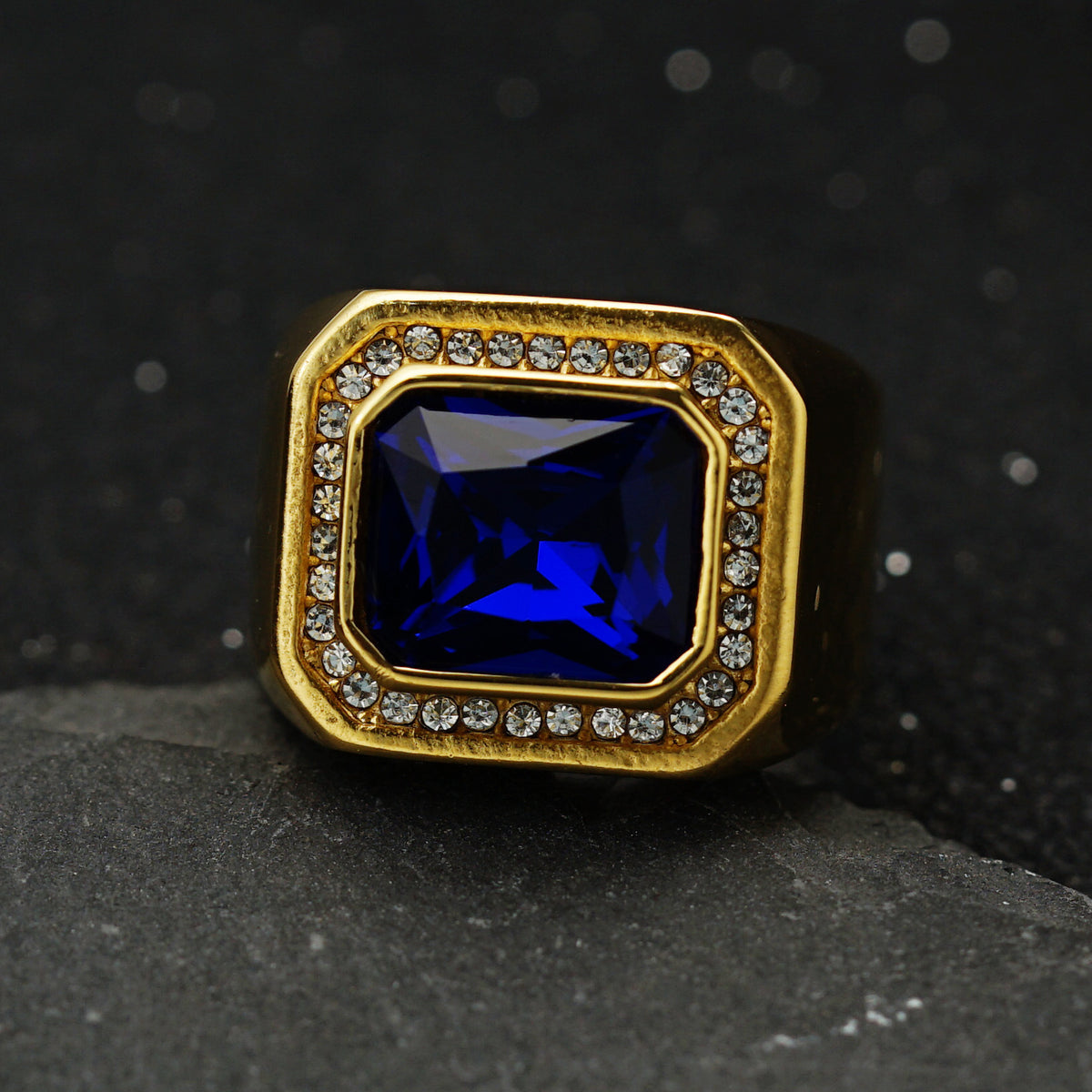 Planderful Personalized Men's Titanium Steel Ring With Zircon Inlay For Everyday Genie Style And Protection