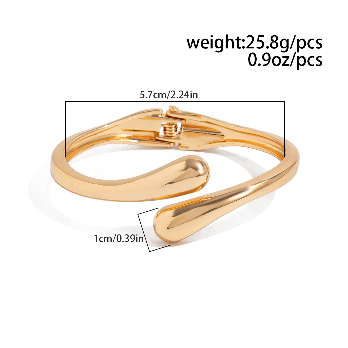 Hot-Selling Hug Open Bracelet Bracelet Alloy Smooth Surface Symmetrical Water Drop Spring