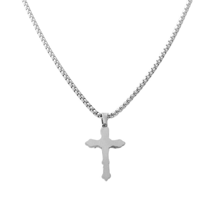 Stylish Men's Retro Titanium Steel Cross Pendant Necklace