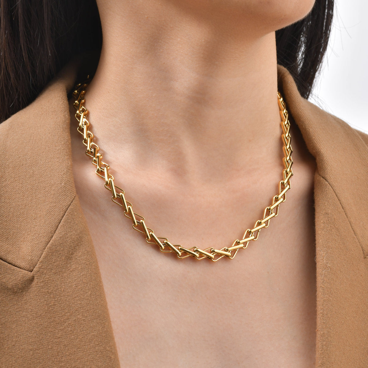 Stainless Steel Handmade Chain Round Cross Chain Interlocking Oval Necklace Bow Chain