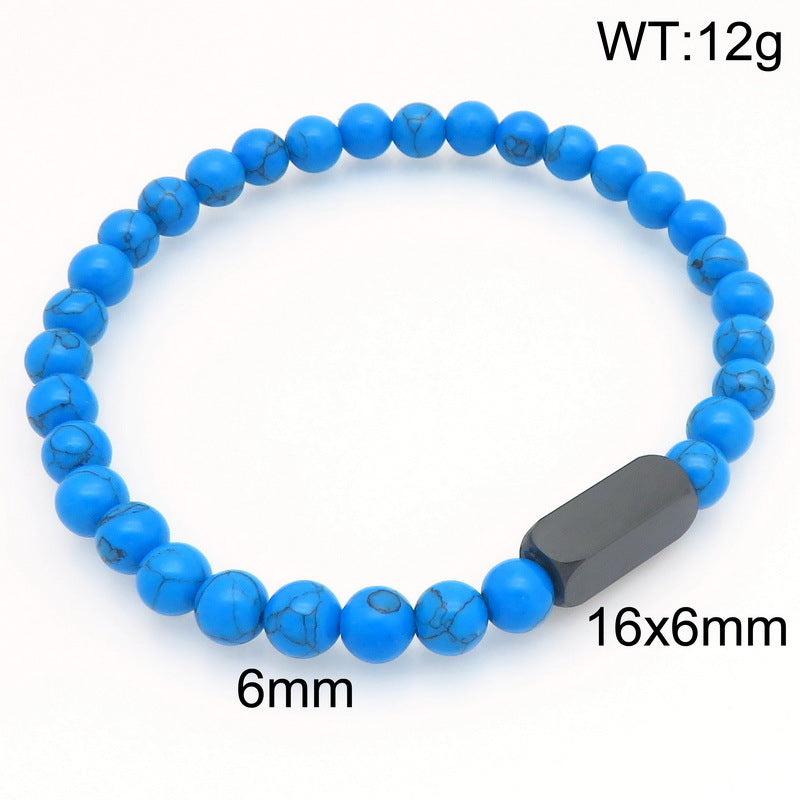 Stylish Stainless Steel Square Volcanic Stone Bracelet – Tiger's Eye Stone Matte Bead
