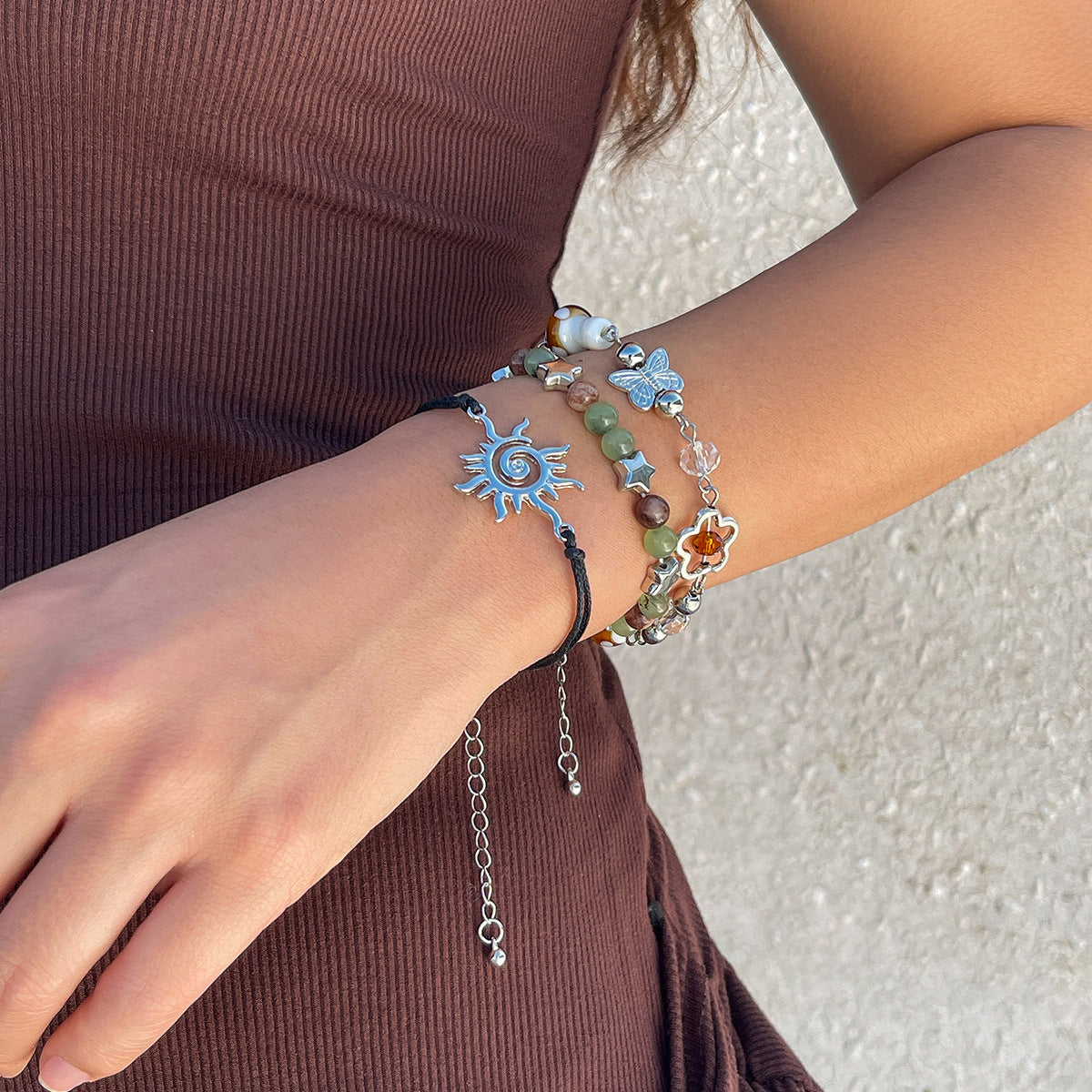 Planderful Vienna Verve Beaded Bracelet for Women European Ethnic Wind Sun Butterfly Design