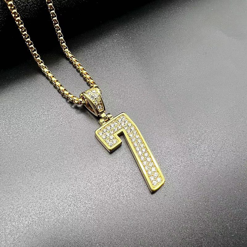 Planderful Hip Hop Necklace Unisex Gold Plated Stainless Steel Zircon Pendant European And American Style
