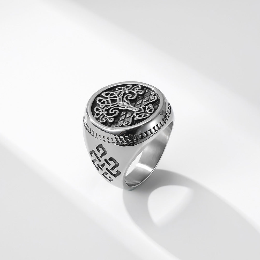 Planderful Tree Of Life Ring For Men Titanium Steel Retro Nordic Celtic Knot Everyday Genie Collection