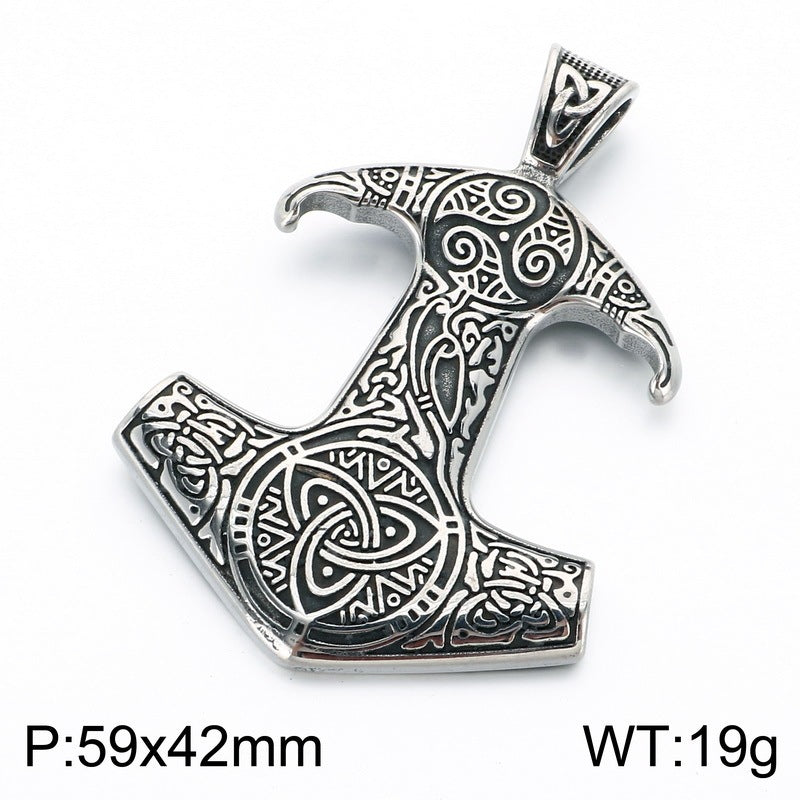 Vintage Celtic Carved Cross Anchor Necklace Iris Anchor Skull Stainless Steel Men's Pendant