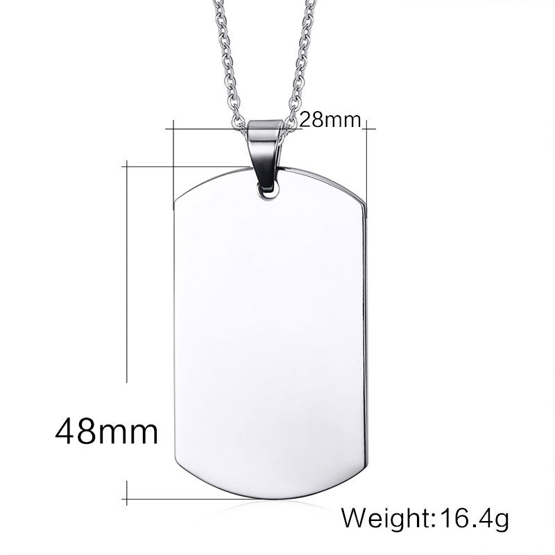 Men's Double-Sided Stainless Steel Pendant Dog Tag Military Tag