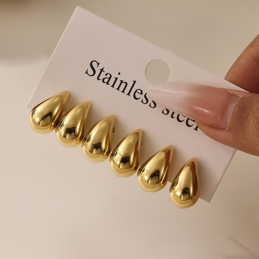 Planderful 18K Gold Water Drop Hollow Earrings For Women