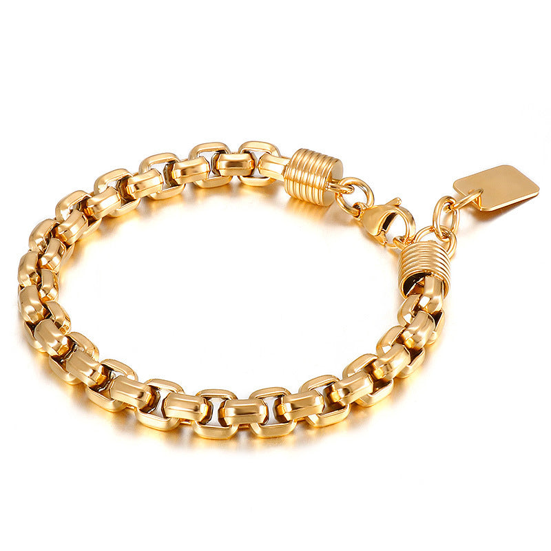 Punk Style Men's Stainless Steel Square Pearl Bracelet – Men's Titanium Steel Design