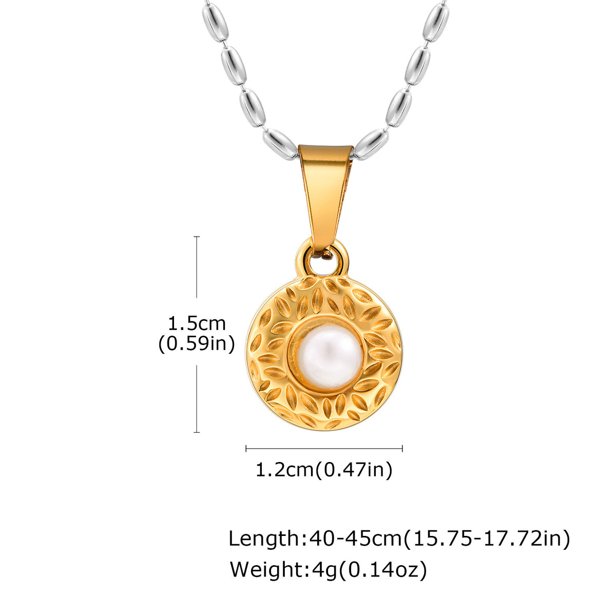Stainless Steel Geometric Flower Imitation Pearl Irregular Flower Pendant Gold Necklace