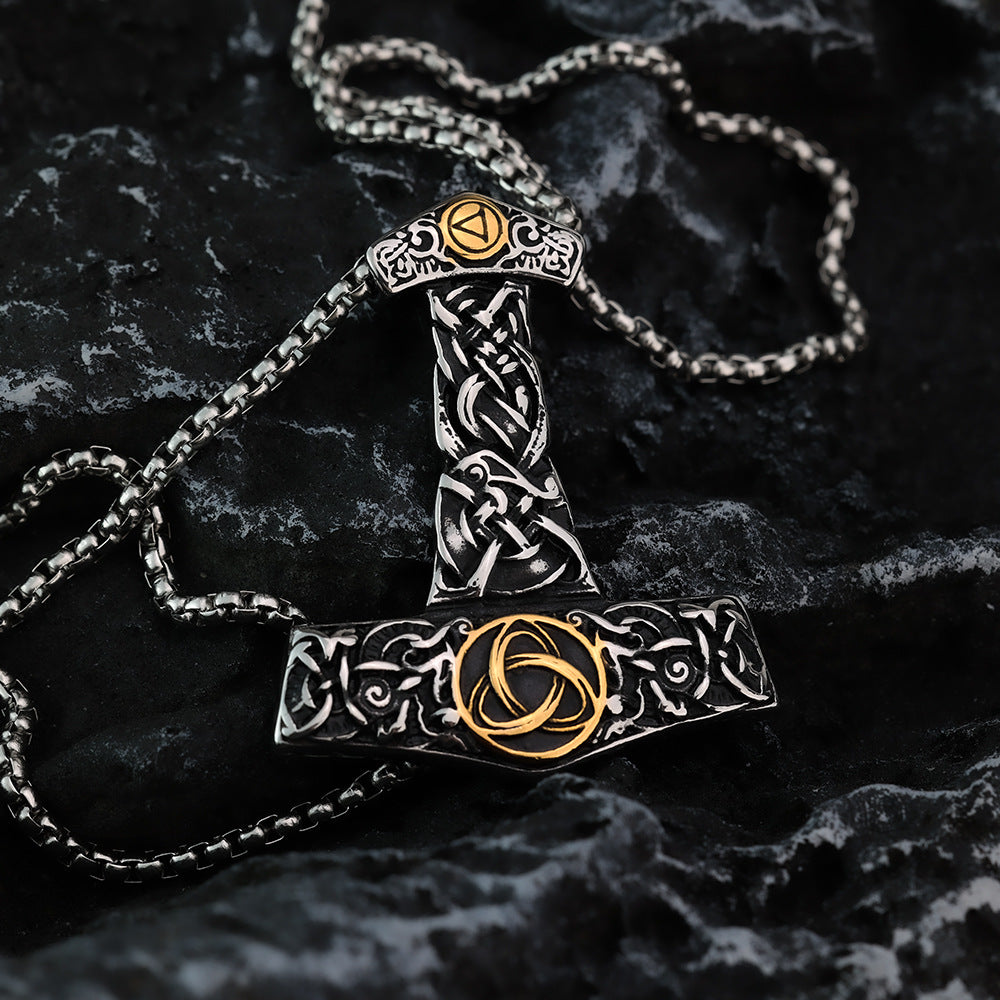 Nordic Viking Pendant Vintage Celtic Knot Men's Necklace