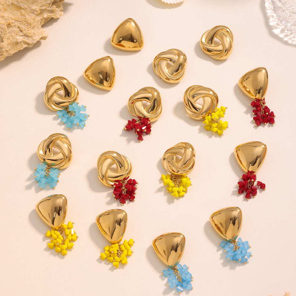 Planderful Geometric Tassel Stained Glass Earrings Women