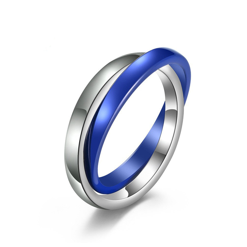 Stainless Steel Buckle Ceramic Double Ring Double – Cross Two-Color