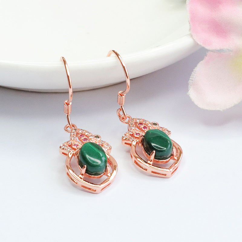 Malachite Clover Drop Earrings
