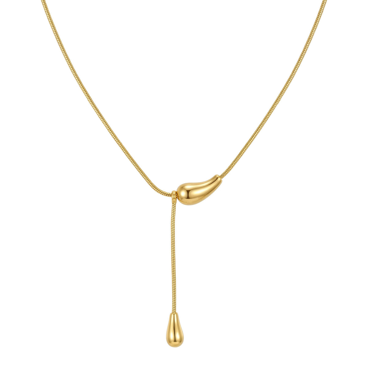 Stainless Steel Design Water Drop Y-Shaped French Necklace
