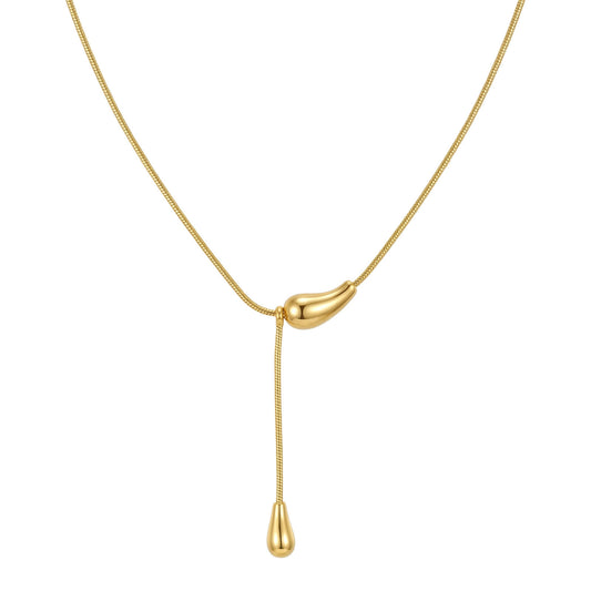 Stainless Steel Design Water Drop Y-Shaped French Necklace