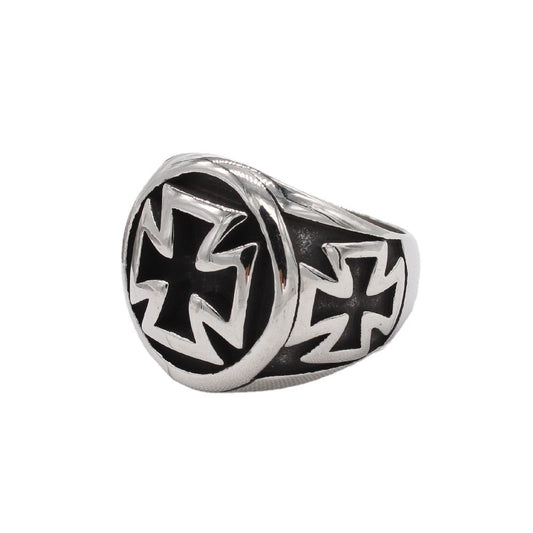 Titanium Steel Ring For Men Unisex Retro Cross Crusader Durable Design By Planderful Everyday Genie Collection