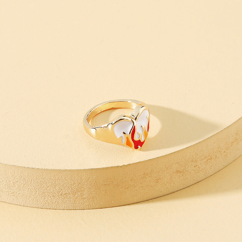 Vienna Verve Ring: European and American Minimalist Drop Glaze Fire Love Design - Retro Chic Statement Piece
