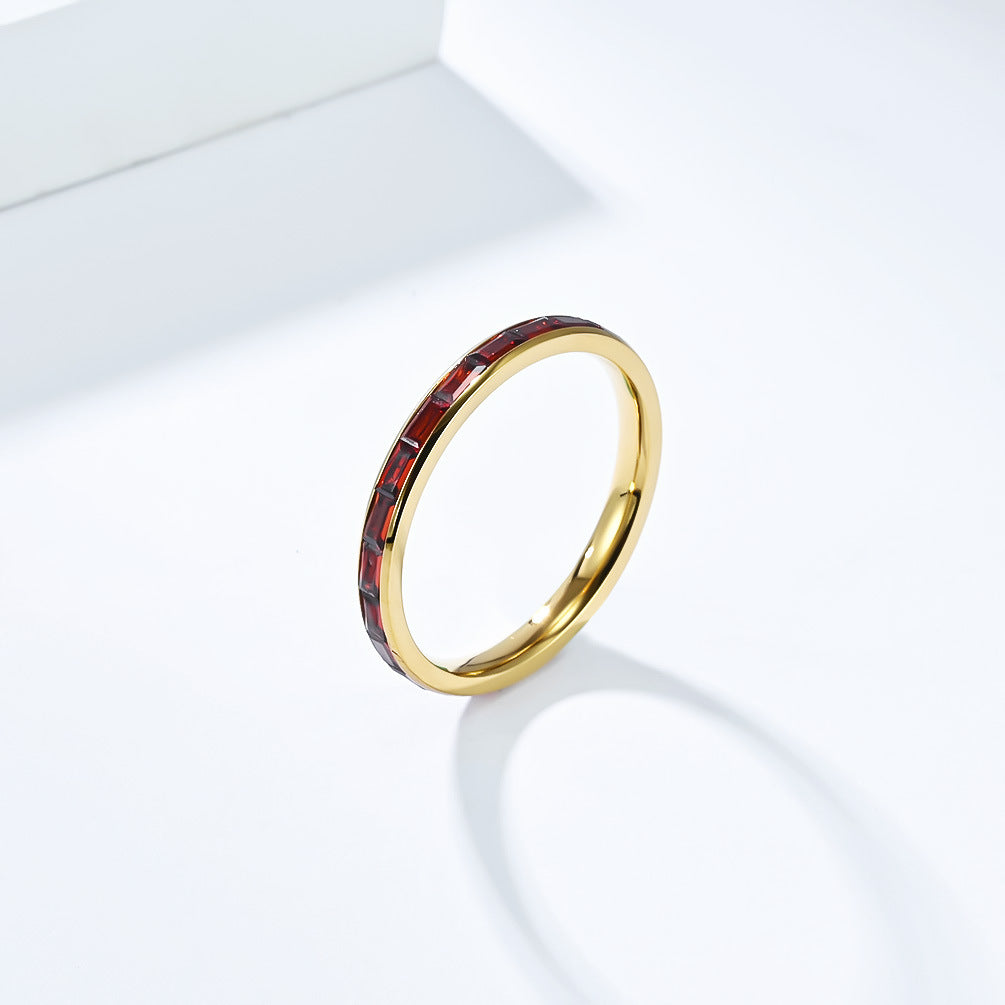 Planderful 2mm Titanium Zircon Ring For Women Everyday Genie Luxury Minimalist Hipster Jewelry