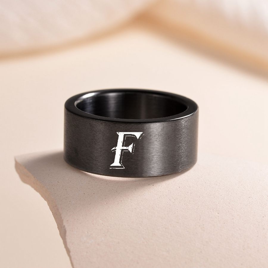 Planderful Everyday Genie Fade Resistant Stainless Steel Letter Ring For Men And Women