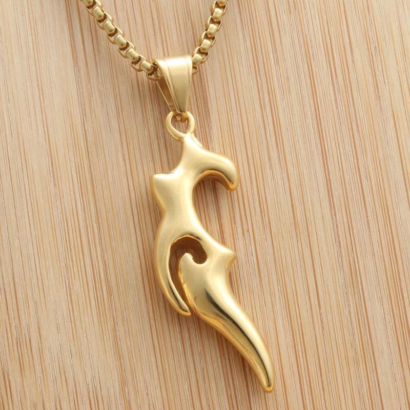 Personalized Titanium Steel Flame Pendant Necklace for Men - Retro Punk Trendy Design