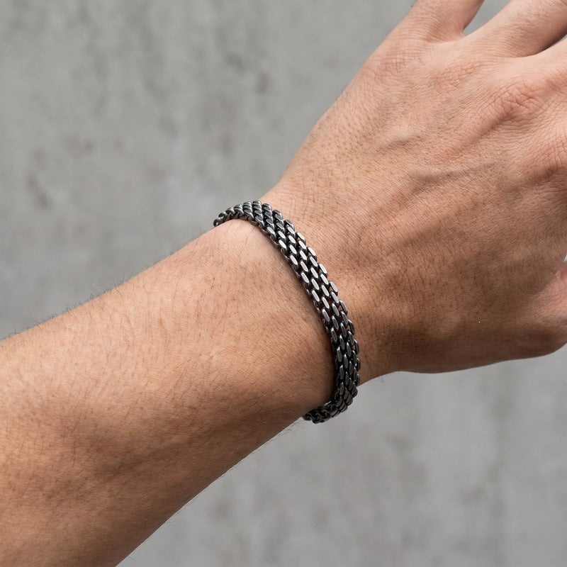 Mesh Chain Bracelet Cut Woven Chain Including Extension Chain Stainless Steel Unisex