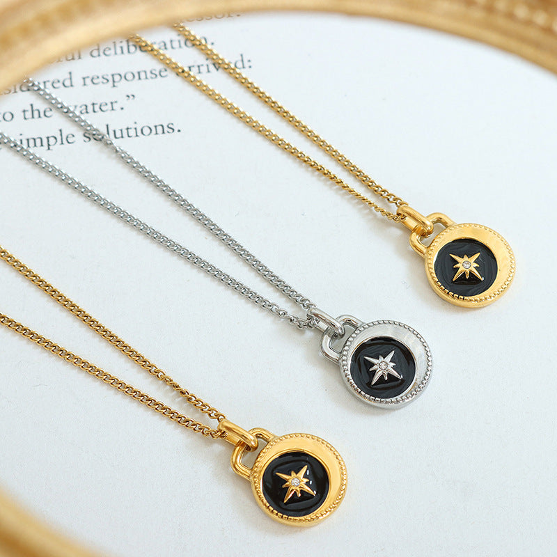 Retro Mango Round Pendant Necklace with Titanium Gold-Plating - Everyday Genie Collection
