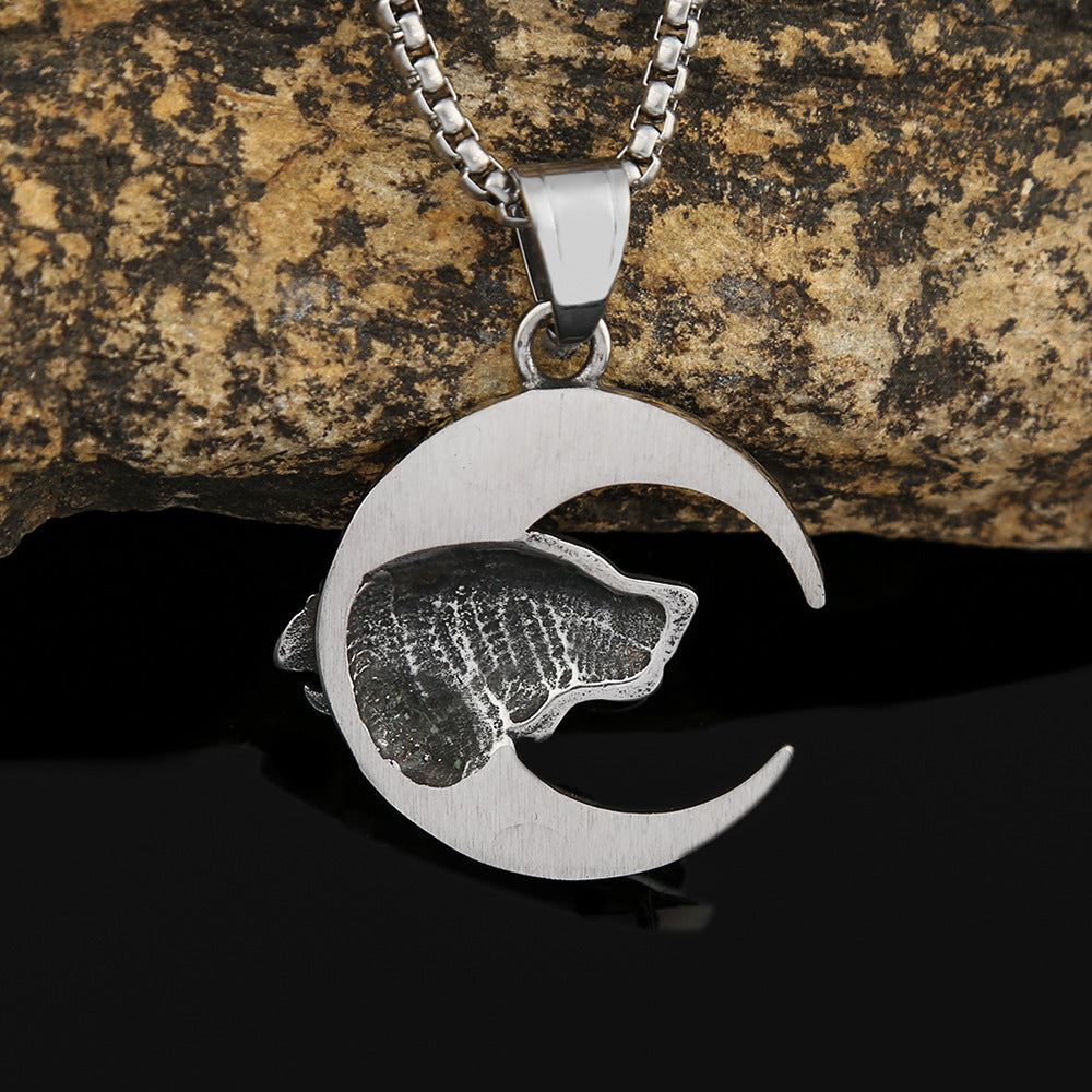 Nordic New Stainless Steel Wolf Head Pendant Necklace for Men