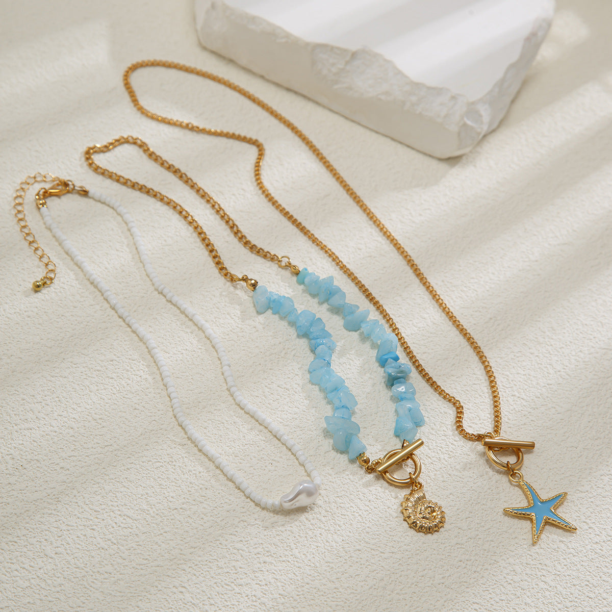 Starfish Baroque Beaded Layered Necklace
