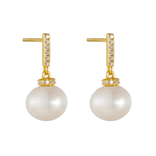 Planderful Pearl Pendant Earrings Sterling Silver 925 Versatile For Fashionable Women Influencers